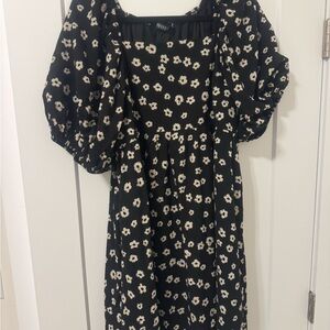 Mikarose Black Dress with Cream Floral Design